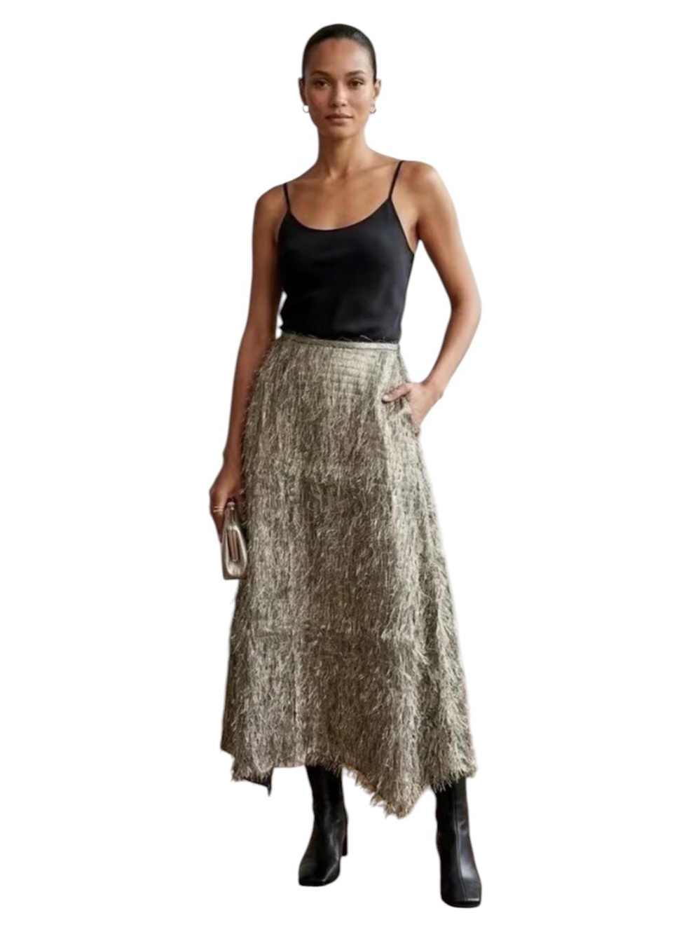 NWT Tuckernuck Pewter Metallic Tinsel Esme Skirt XXXL